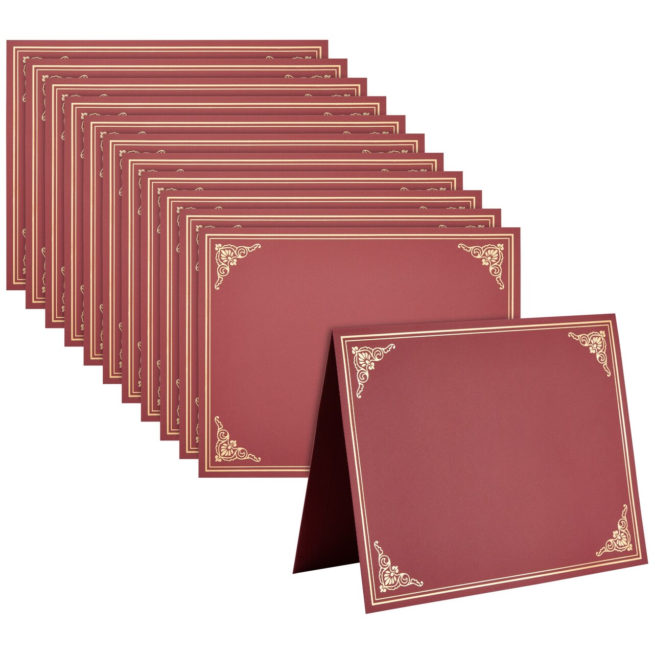 Best Paper Greetings Red Certificate Holders - 12-Pack, 8.5 x 11 in, Red with Gold Foil Border - Award Certificate Folders & Diploma Holders with Pre-Cut Corner Slots